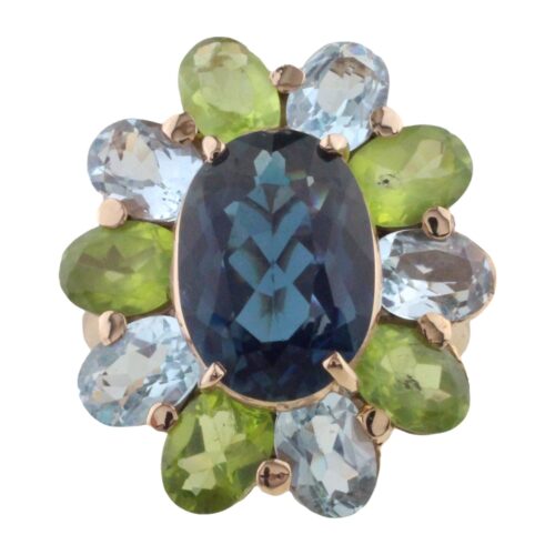 Ring med Topas, Akvamarin och Peridot